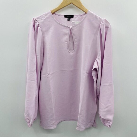 J Crew Womens Size MT Medium Tall Long Sleeve Keyhole Top in Purple BL712 1832 - Picture 1 of 6